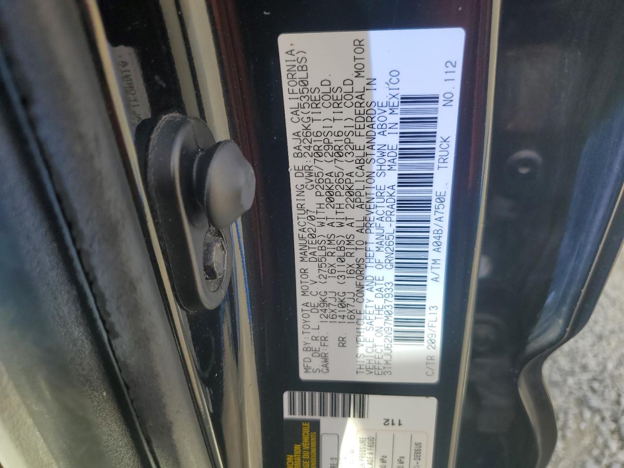 3TMJU62N97M037933 2007 Toyota Tacoma Double Cab Prerunner