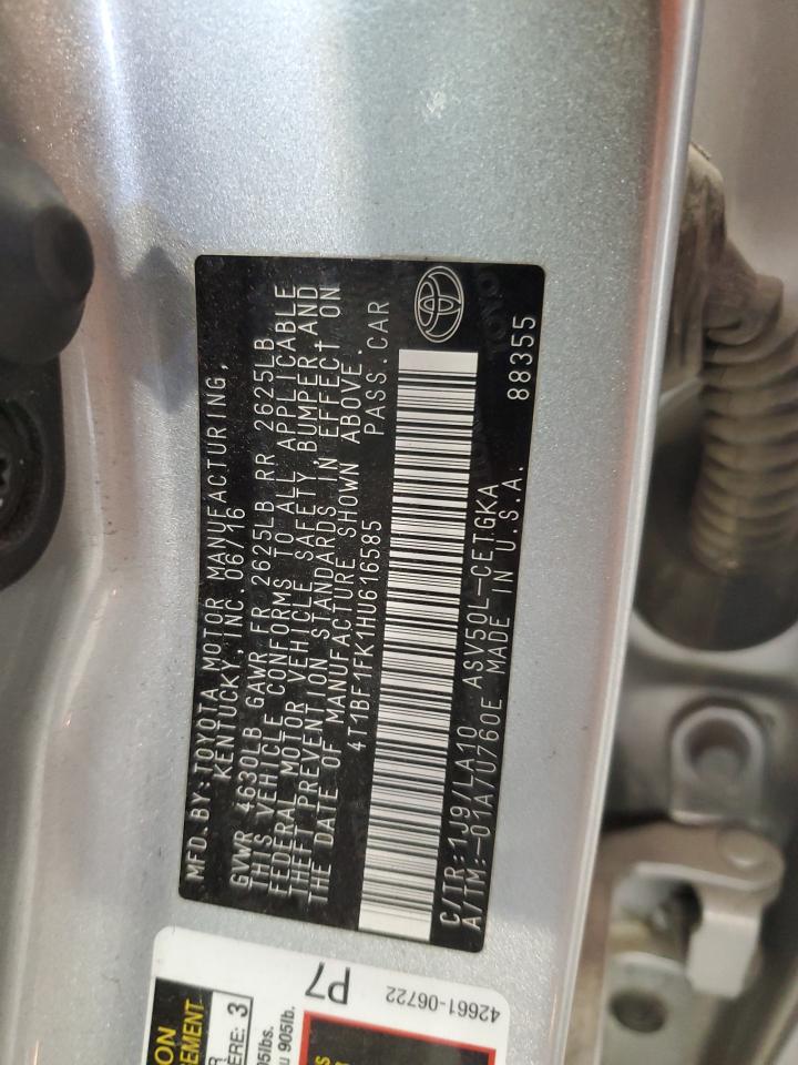 4T1BF1FK1HU616585 2017 Toyota Camry Le