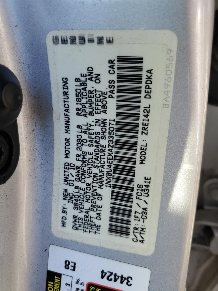 2010 Toyota Corolla Base VIN: 1NXBU4EEXAZ335071 Lot: 75054854