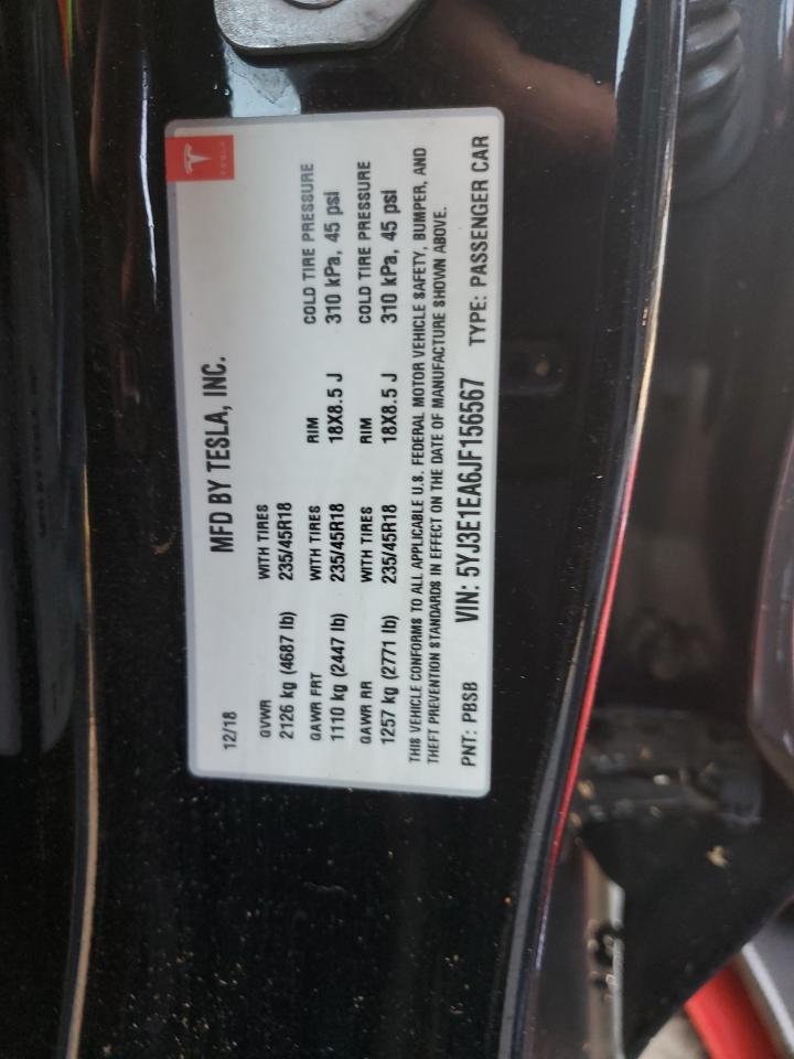 5YJ3E1EA6JF156567 2018 Tesla Model 3