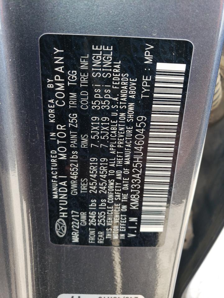 2017 Hyundai Tucson Limited VIN: KM8J33A25HU460459 Lot: 78444704