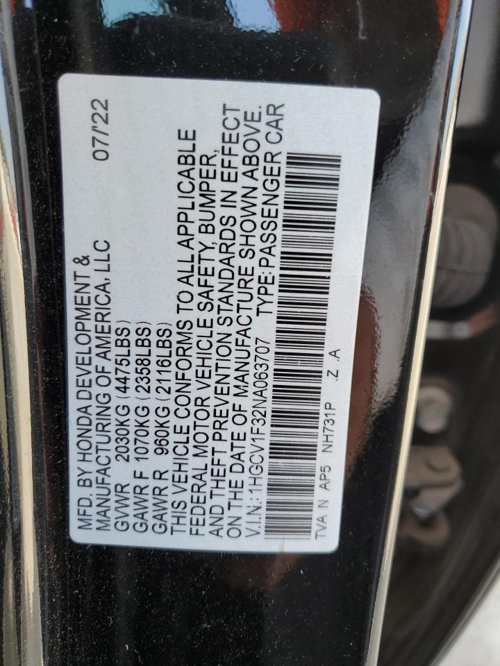 1HGCV1F32NA063707 2022 Honda Accord Sport