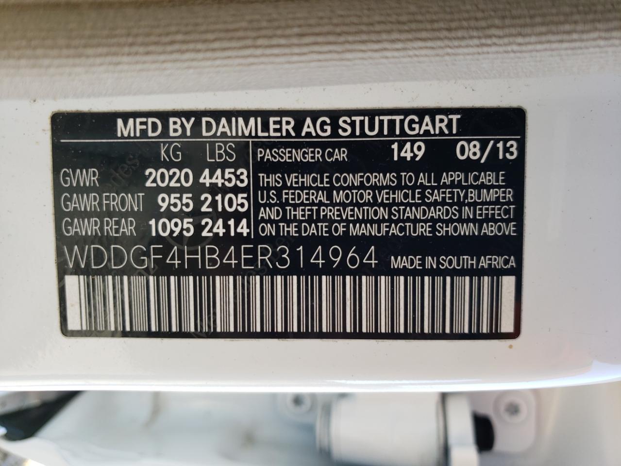 WDDGF4HB4ER314964 2014 Mercedes-Benz C 250