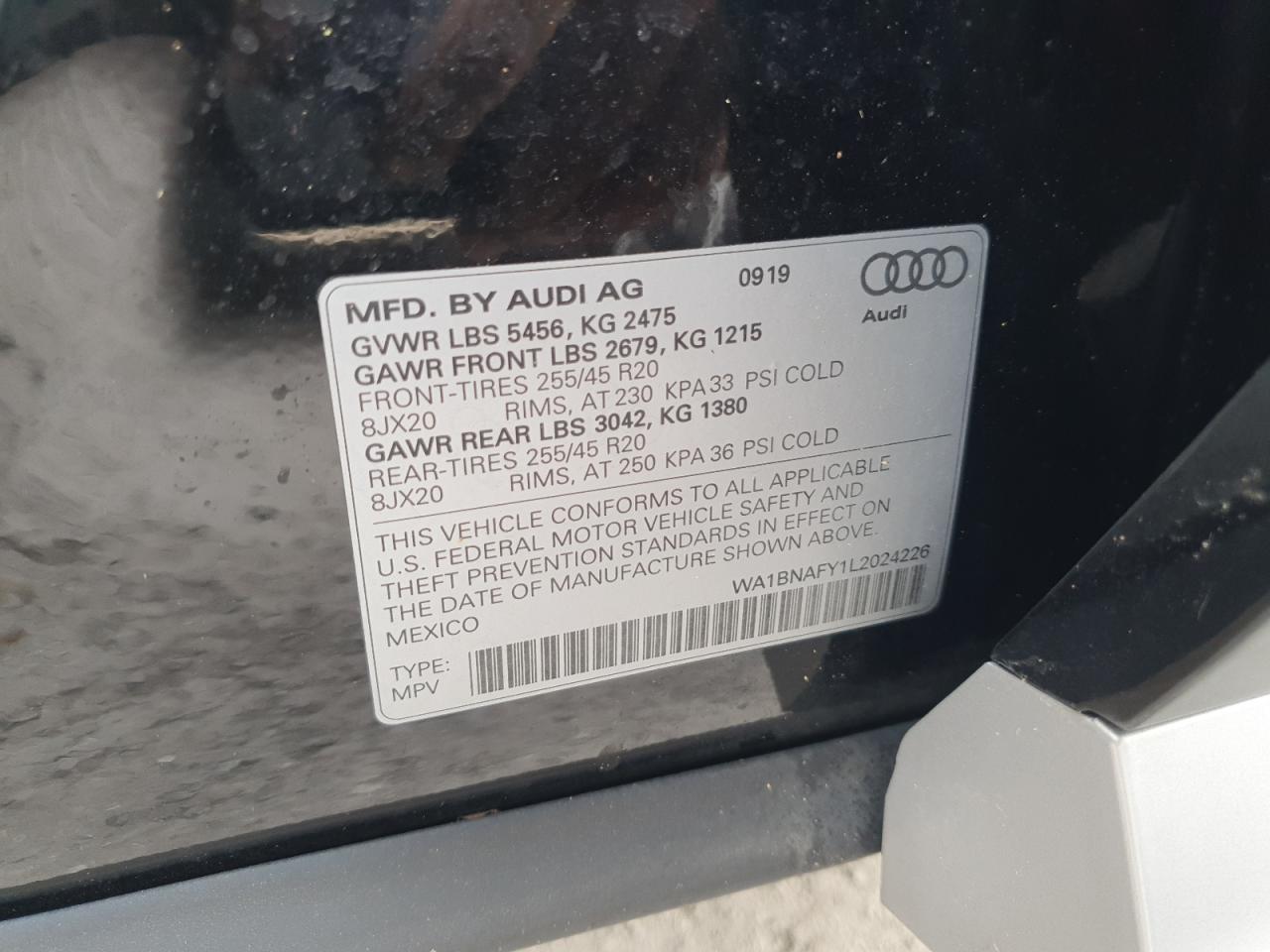 2020 Audi Q5 Premium Plus VIN: WA1BNAFY1L2024226 Lot: 76266024