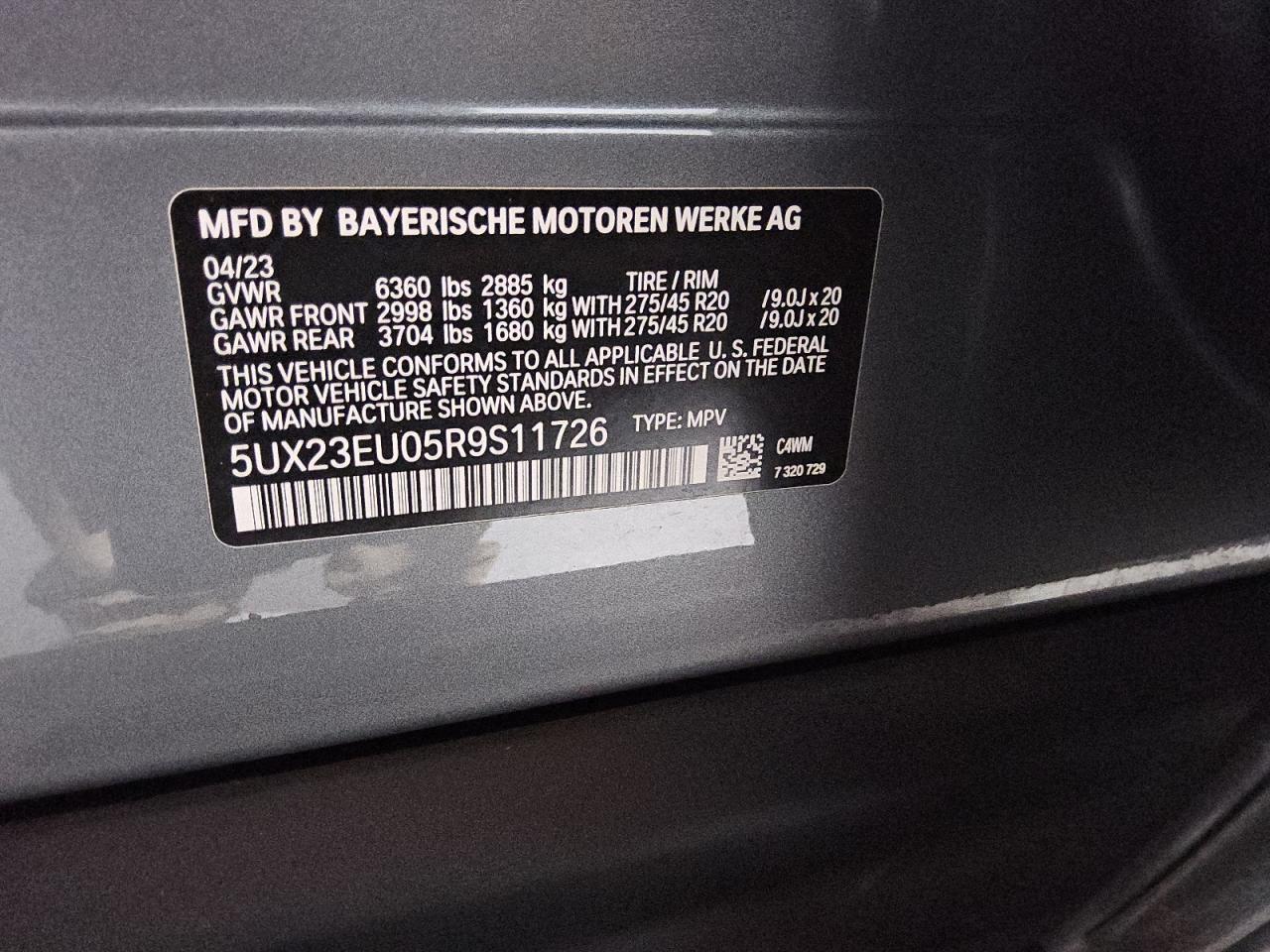 5UX23EU05R9S11726 2024 BMW X5 xDrive40I