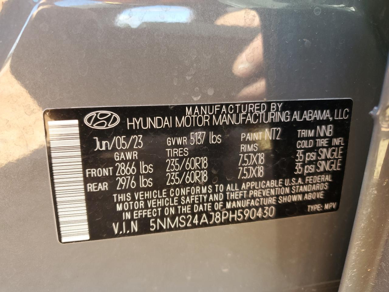 5NMS24AJ8PH590430 2023 Hyundai Santa Fe Sel