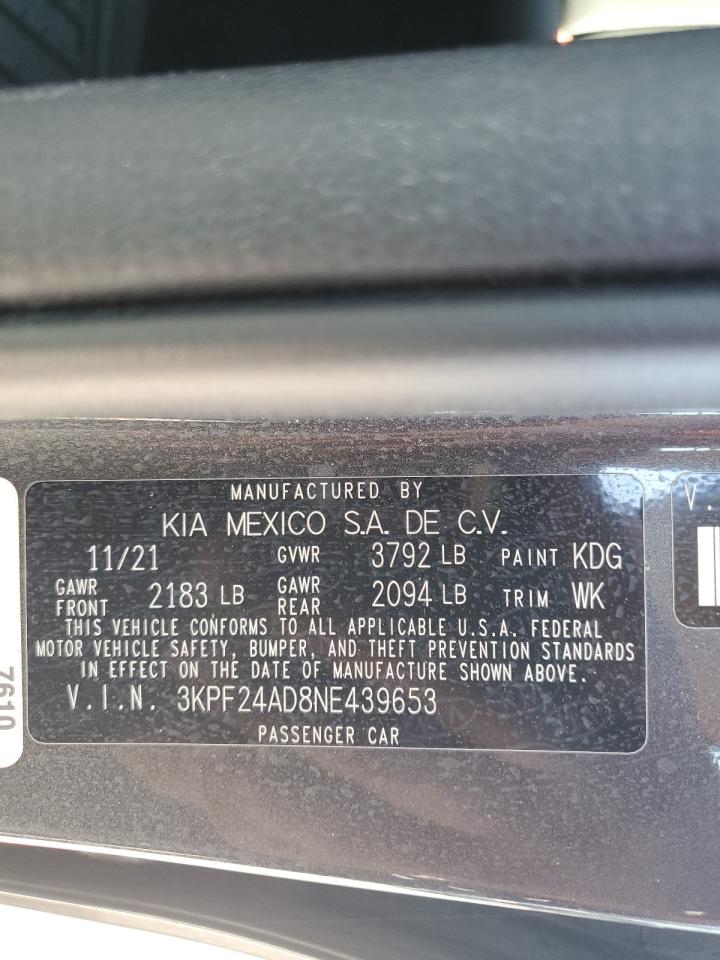 3KPF24AD8NE439653 2022 KIA FORTE - Image 12