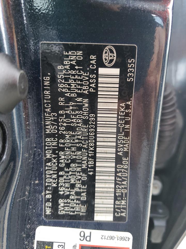 4T1BF1FK8DU693299 2013 Toyota Camry L