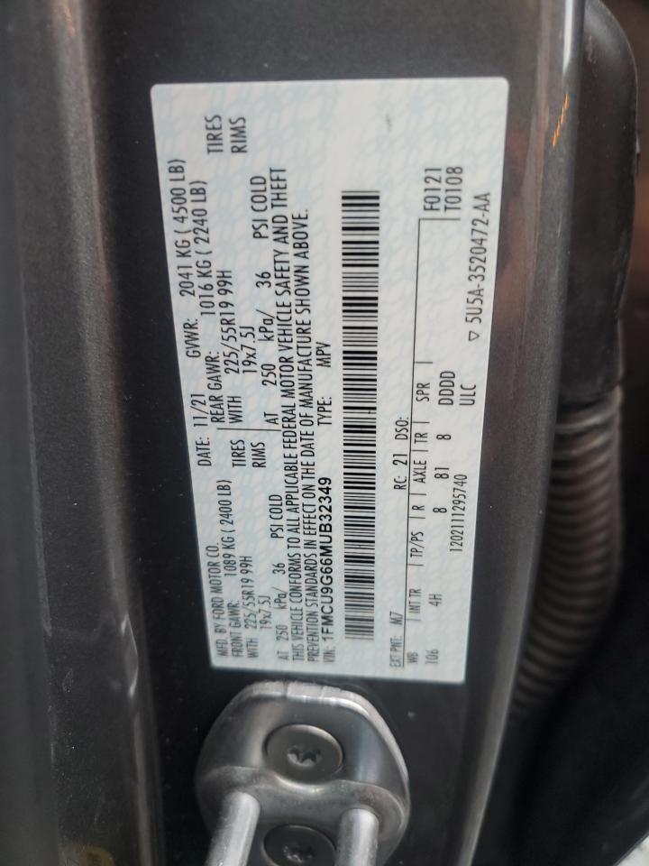 2021 Ford Escape Se VIN: 1FMCU9G66MUB32349 Lot: 75843734