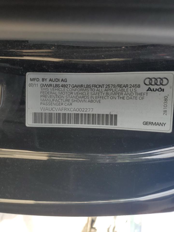 2012 Audi S5 Premium Plus VIN: WAUCVAFRXCA002277 Lot: 78142074