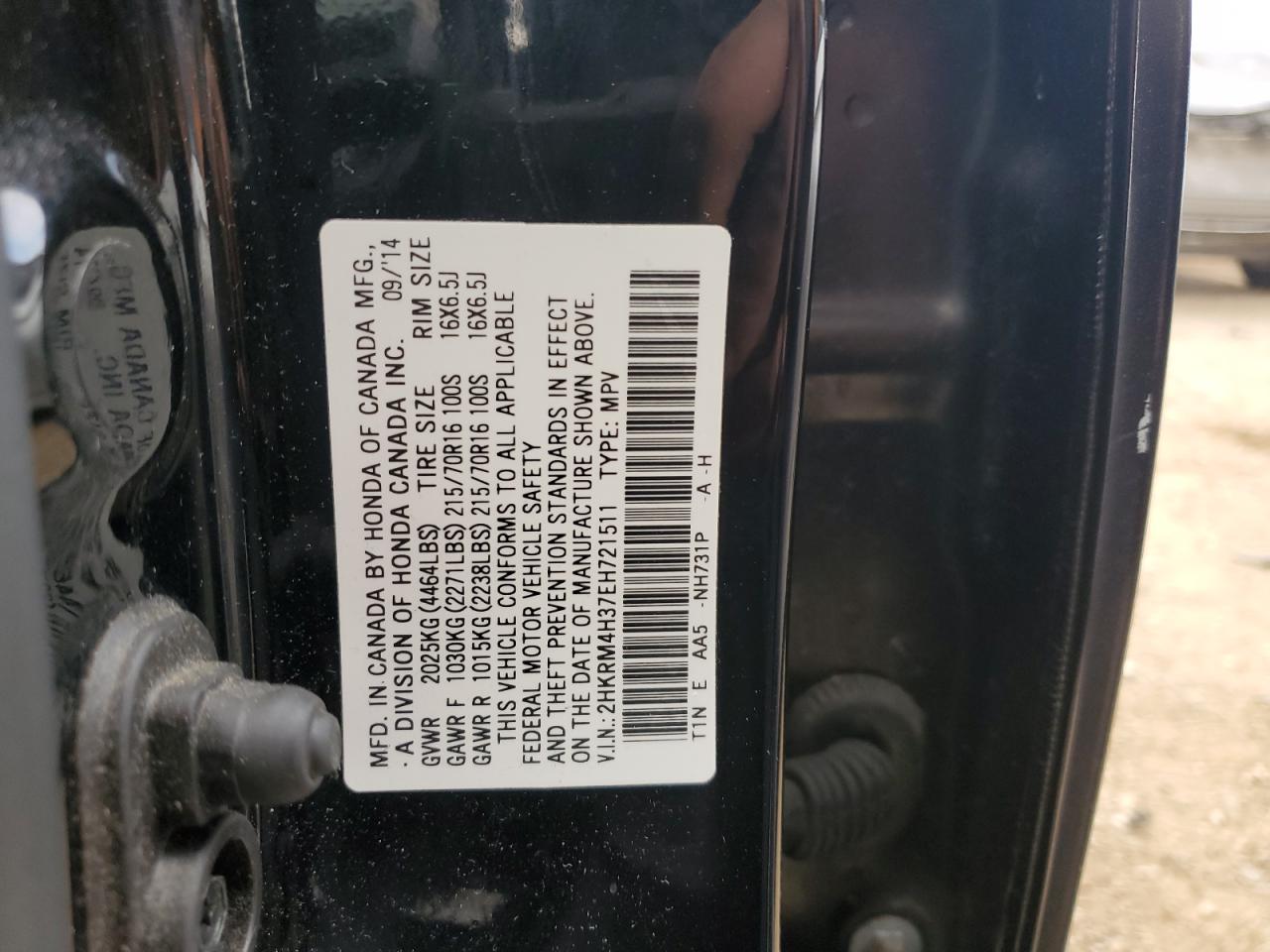 2HKRM4H37EH721511 2014 Honda Cr-V Lx