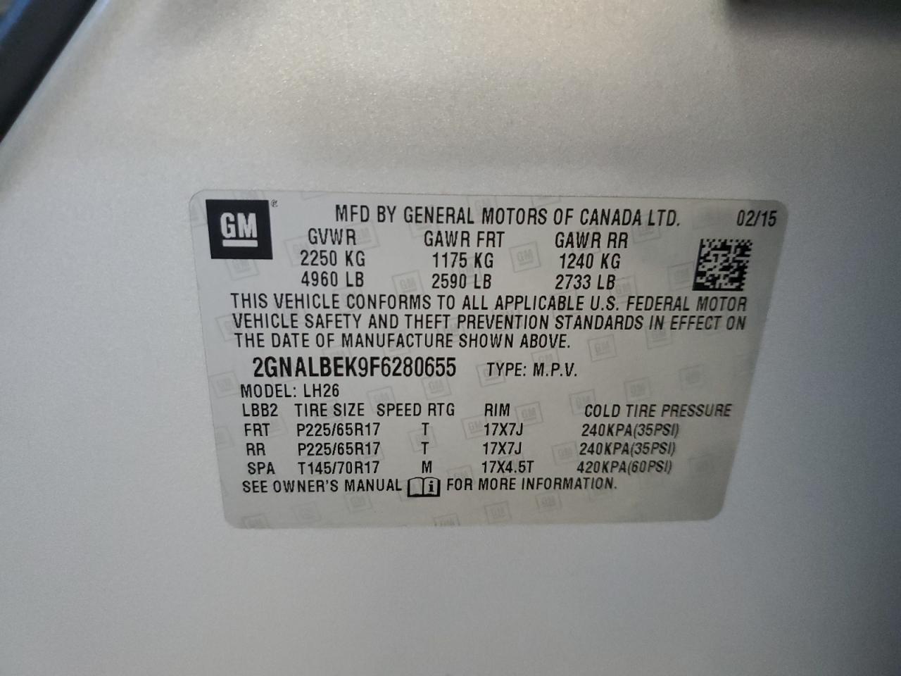 2GNALBEK9F6280655 2015 CHEVROLET EQUINOX - Image 13