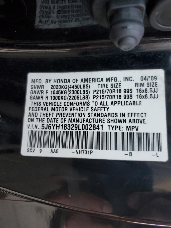 5J6YH18329L002841 2009 Honda Element Lx