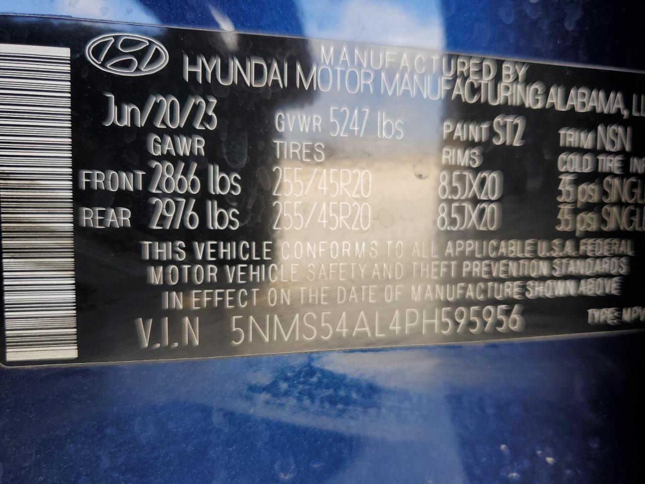 2023 Hyundai Santa Fe Calligraphy VIN: 5NMS54AL4PH595956 Lot: 77747714