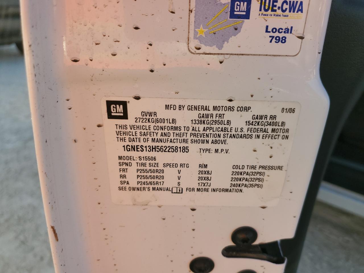 2006 Chevrolet Trailblazer Ss VIN: 1GNES13H562258185 Lot: 77268824