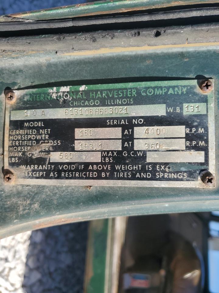 1967 International Harvester VIN: 613108H663021 Lot: 75587274