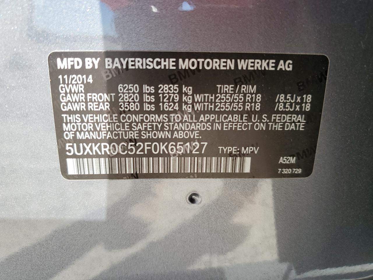 2015 BMW X5 xDrive35I VIN: 5UXKR0C52F0K65127 Lot: 77841134