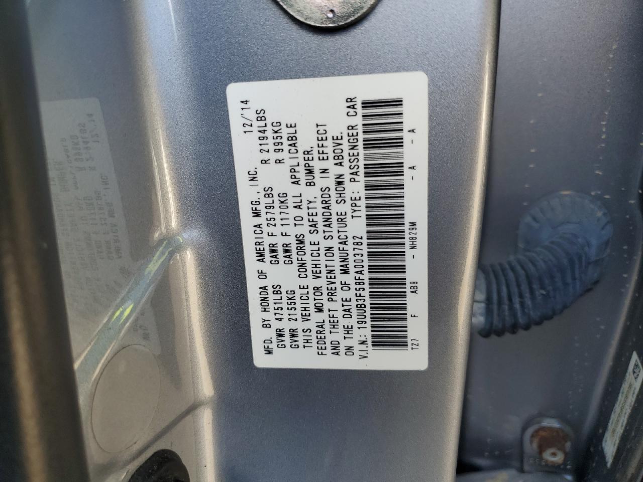 2015 Acura Tlx Tech VIN: 19UUB3F58FA003782 Lot: 74985284