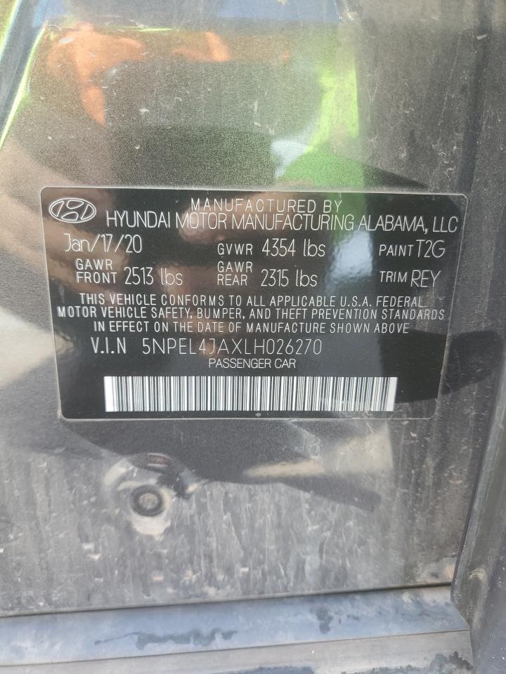 2020 Hyundai Sonata Sel VIN: 5NPEL4JAXLH026270 Lot: 77831324