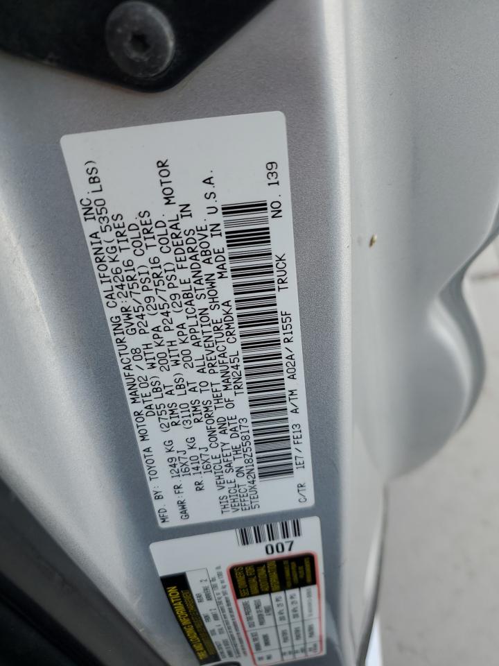 2008 Toyota Tacoma Access Cab VIN: 5TEUX42N18Z558173 Lot: 76047614