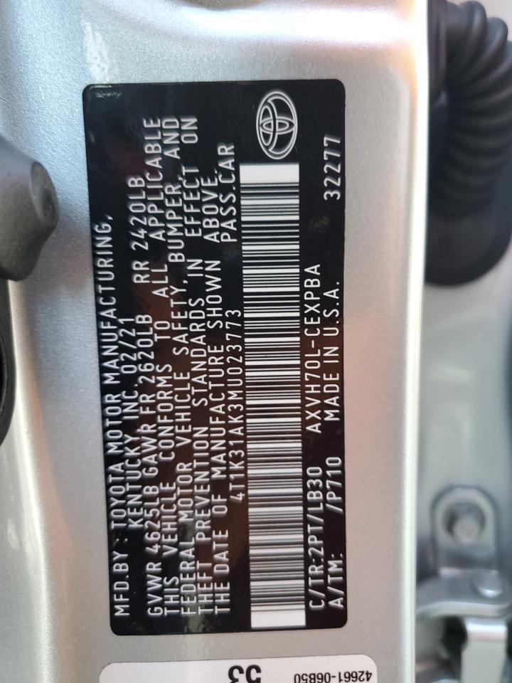 4T1K31AK3MU023773 2021 Toyota Camry Xse