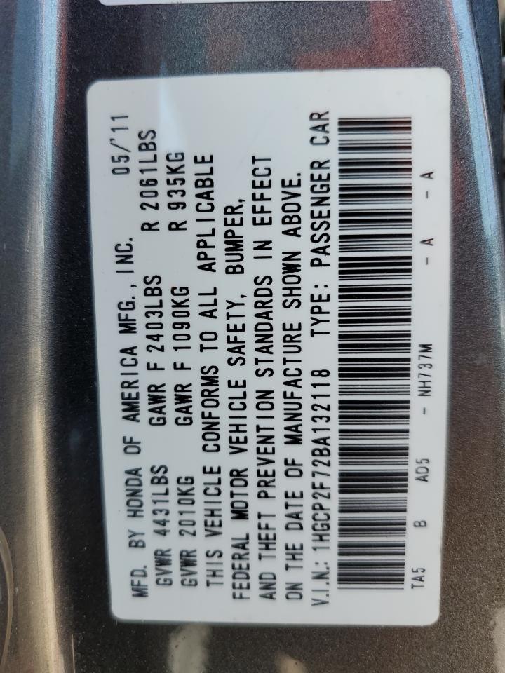 1HGCP2F72BA132118 2011 Honda Accord Ex