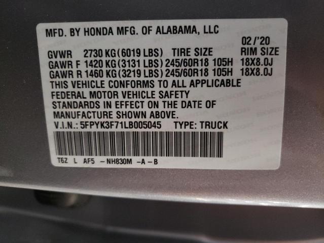 5FPYK3F71LB005045 Honda Ridgeline  13