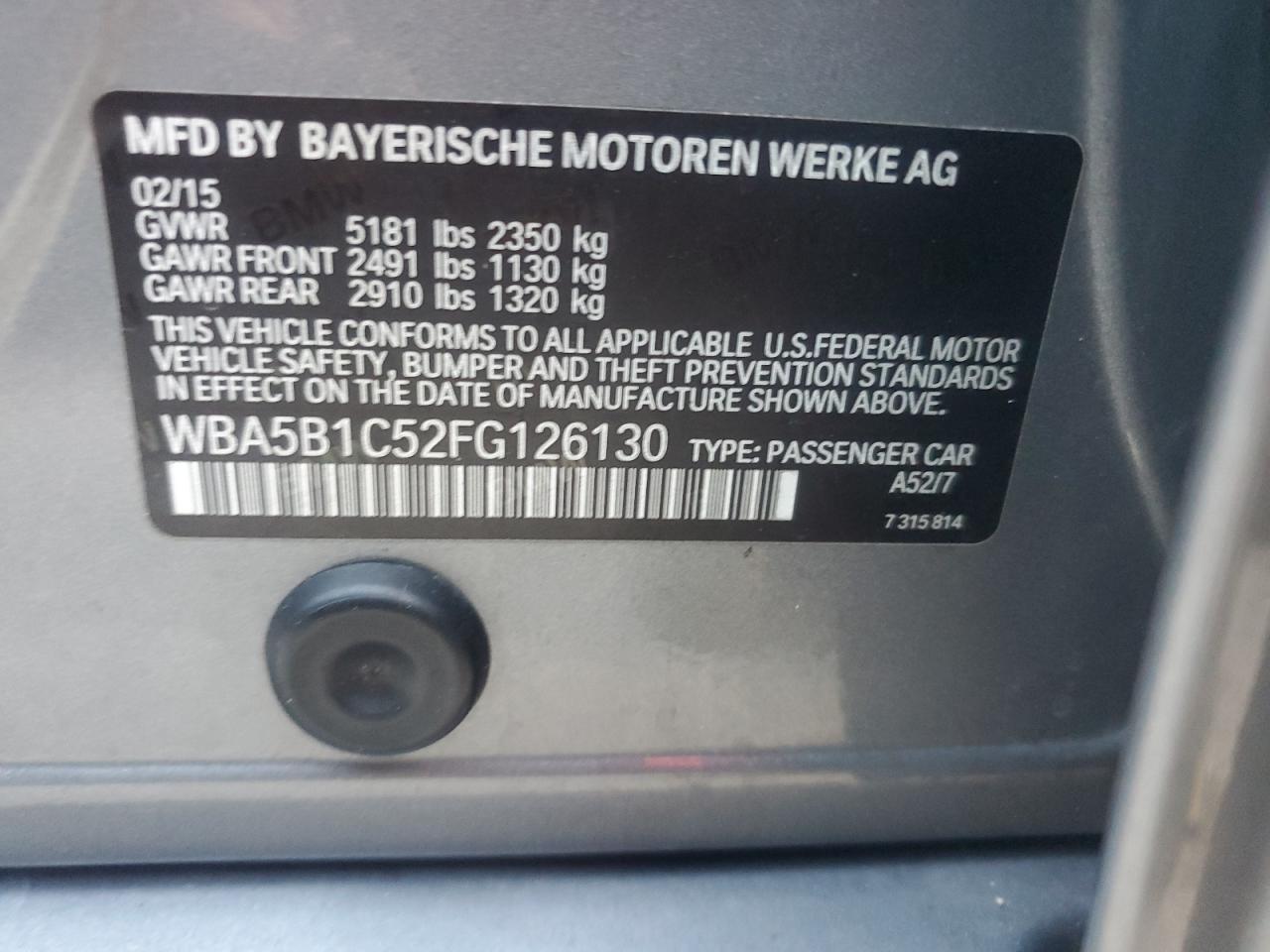 WBA5B1C52FG126130 2015 BMW 535 I