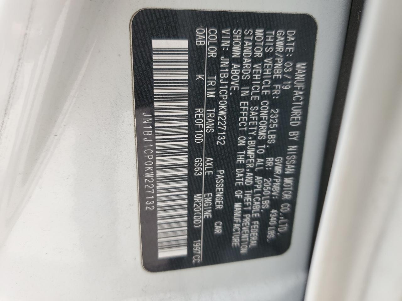 2019 Nissan Rogue Sport S VIN: JN1BJ1CP0KW227132 Lot: 75869574