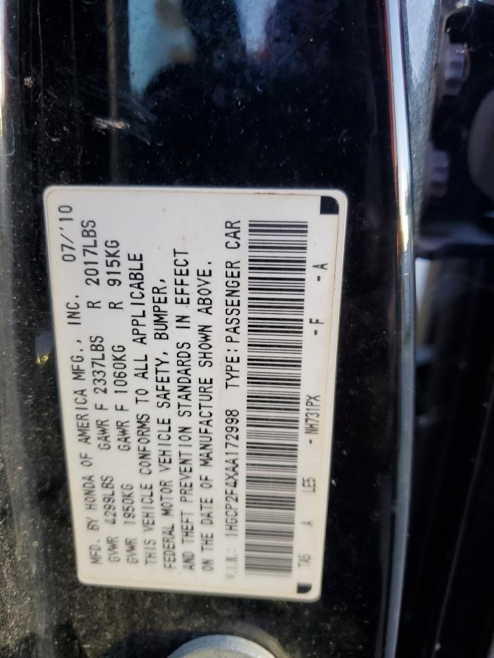 1HGCP2F4XAA172998 2010 Honda Accord Lxp