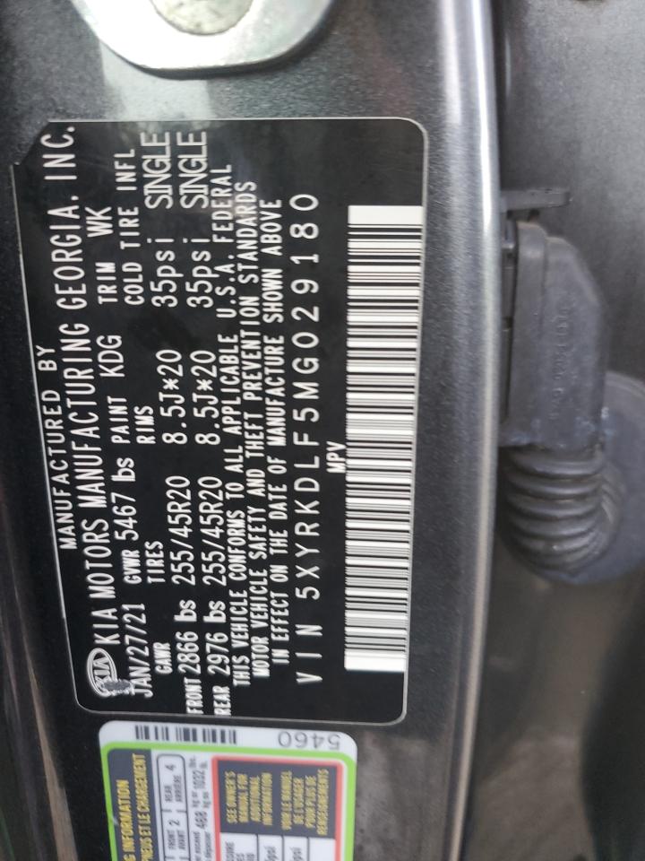 5XYRKDLF5MG029180 2021 Kia Sorento Sx