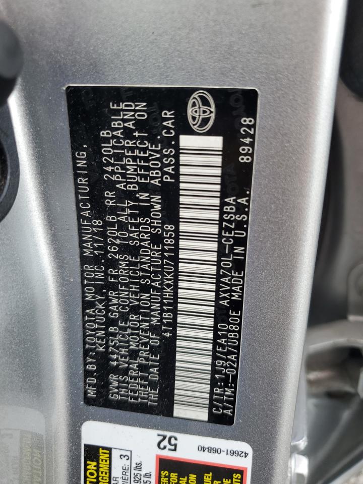 4T1B11HKXKU711858 2019 Toyota Camry L