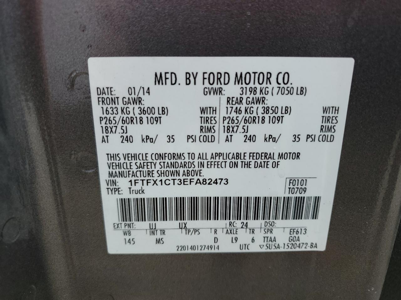 1FTFX1CT3EFA82473 2014 Ford F150 Super Cab