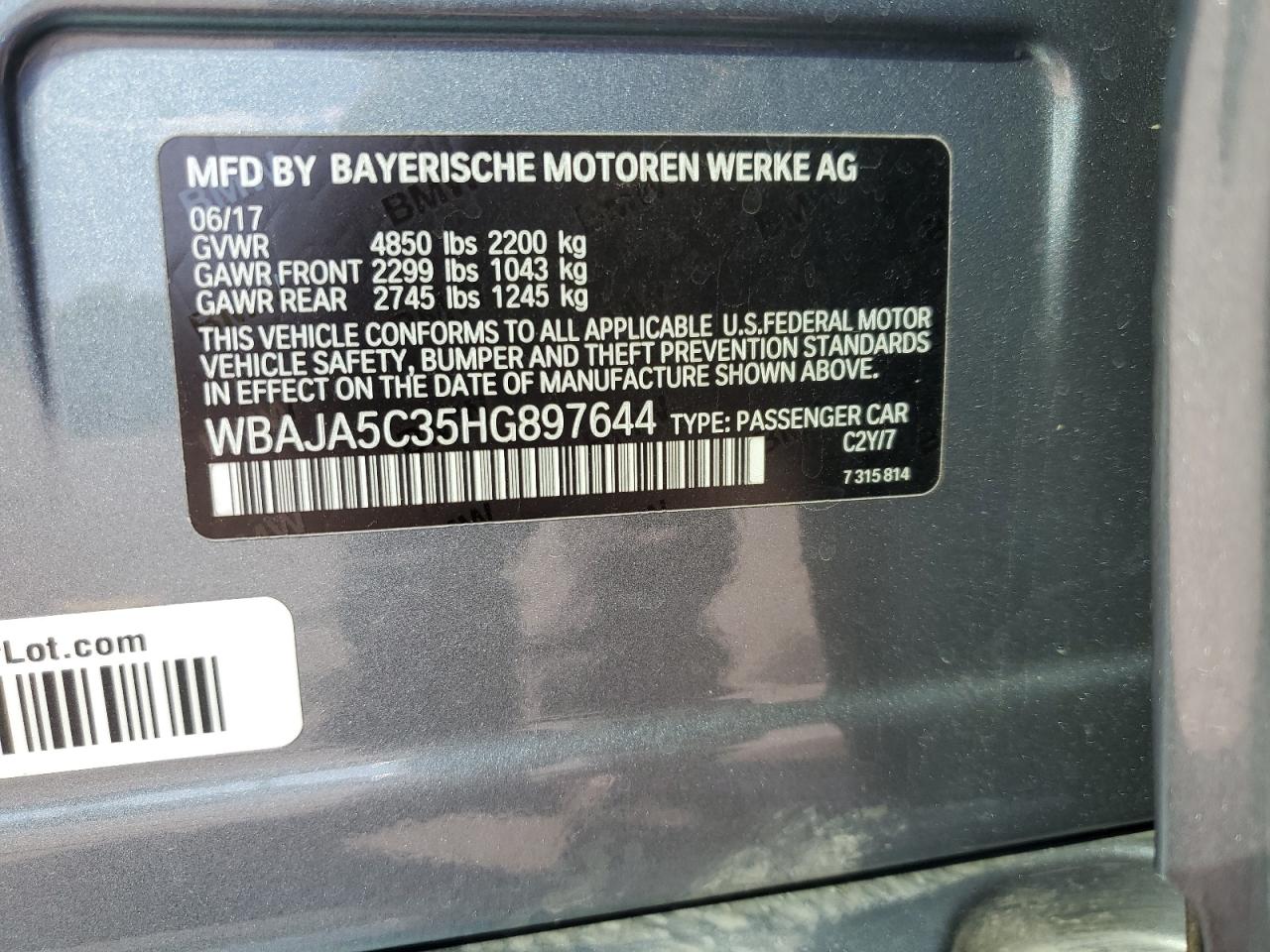 WBAJA5C35HG897644 2017 BMW 530 I