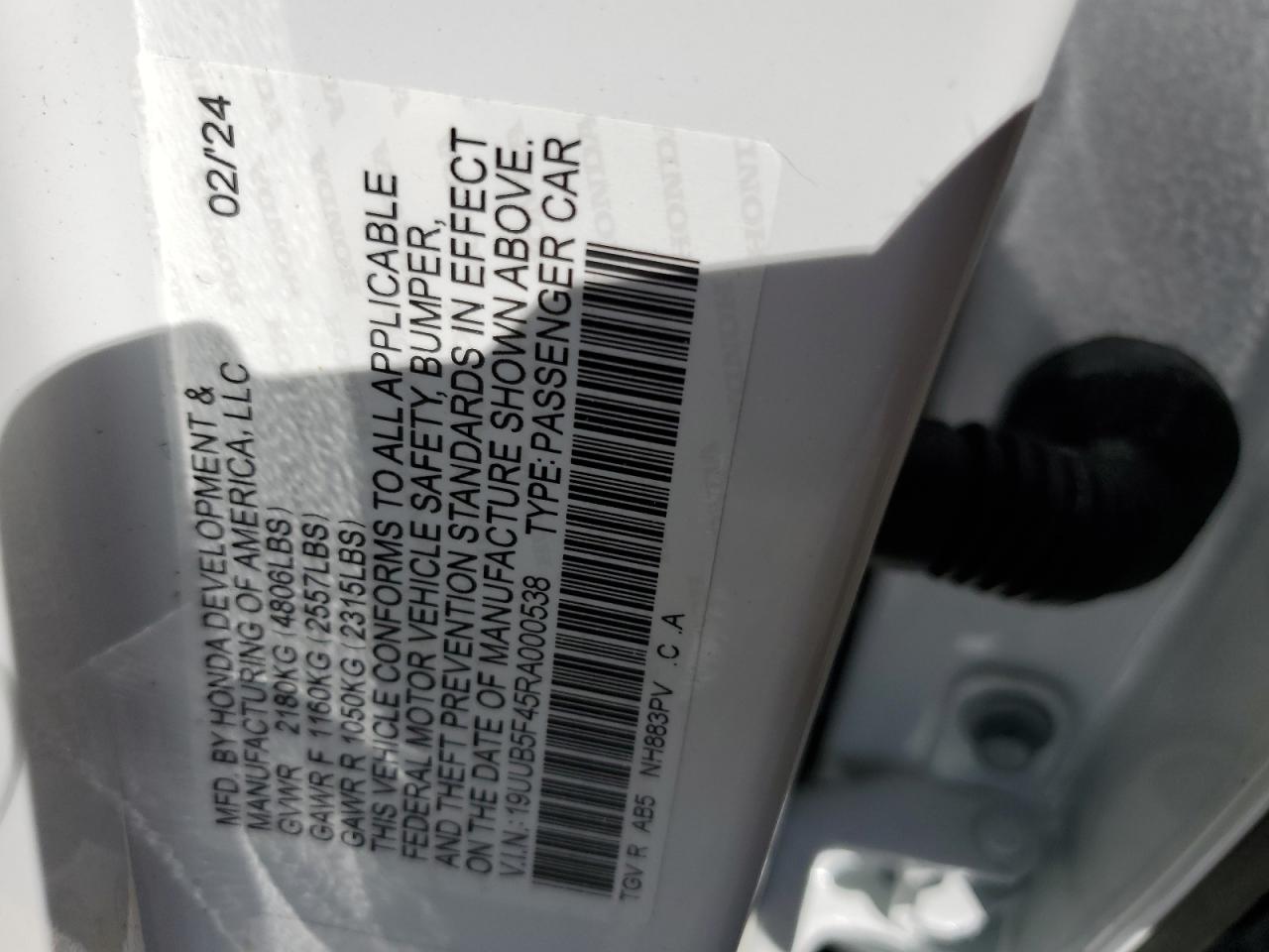 19UUB5F45RA000538 2024 Acura Tlx Technology