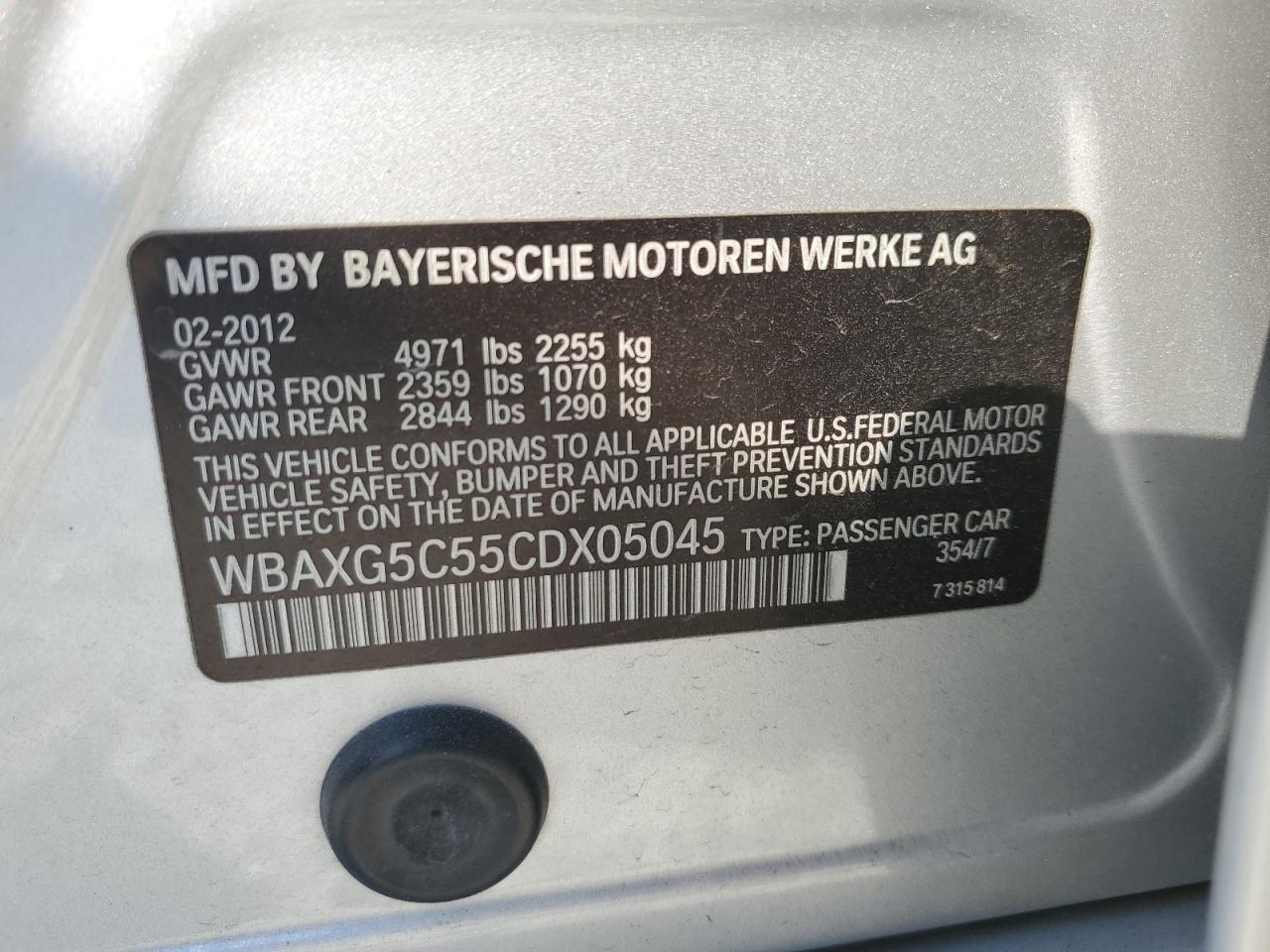 WBAXG5C55CDX05045 2012 BMW 528 I