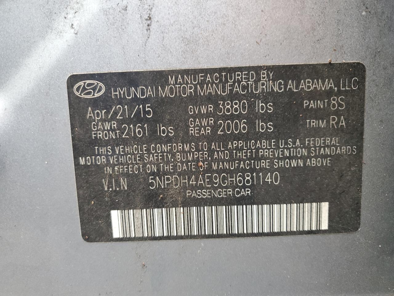 5NPDH4AE9GH681140 2016 HYUNDAI ELANTRA - Image 13