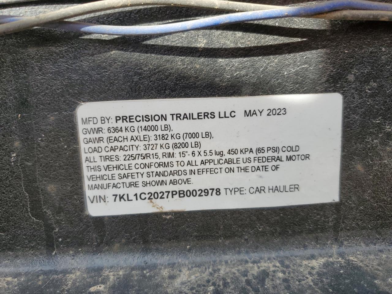 2023 Tvr Trailer VIN: 7KL1C2027PB002978 Lot: 76838434