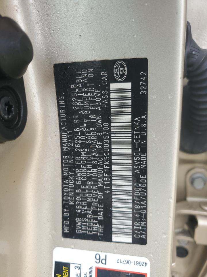 4T1BF1FK5CU035700 2012 Toyota Camry Base