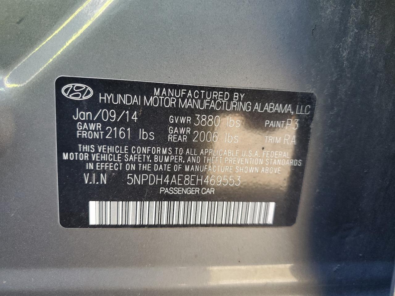 5NPDH4AE8EH469553 2014 Hyundai Elantra Se