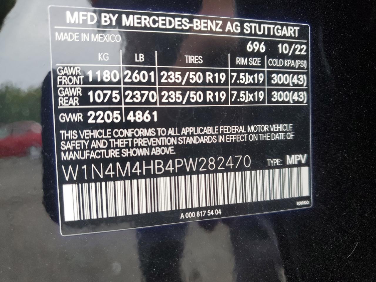 2023 Mercedes-Benz Glb 250 4Matic VIN: W1N4M4HB4PW282470 Lot: 74077644