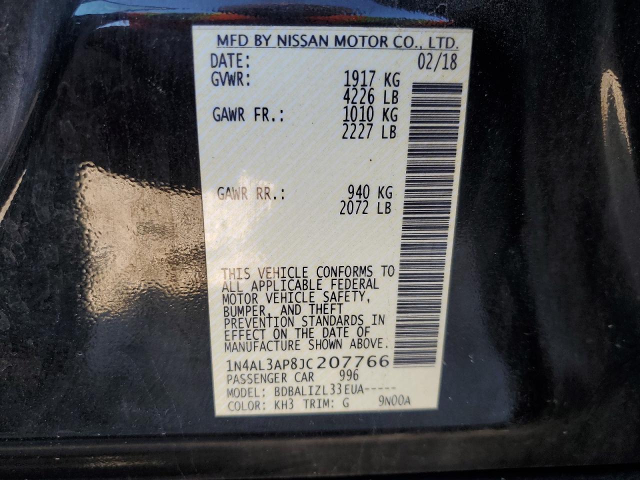 1N4AL3AP8JC207766 2018 Nissan Altima 2.5