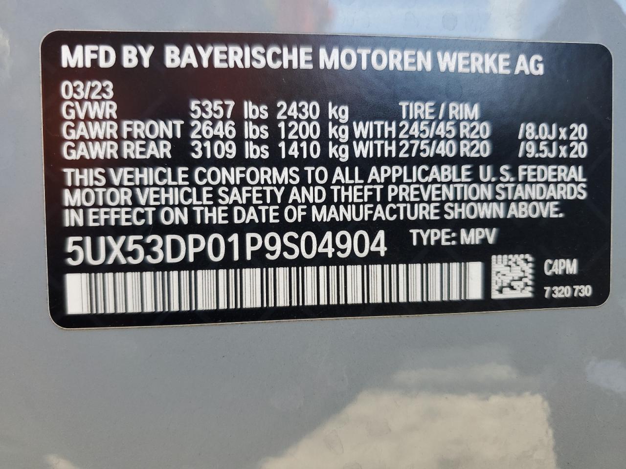 2023 BMW X3 xDrive30I VIN: 5UX53DP01P9S04904 Lot: 75294844