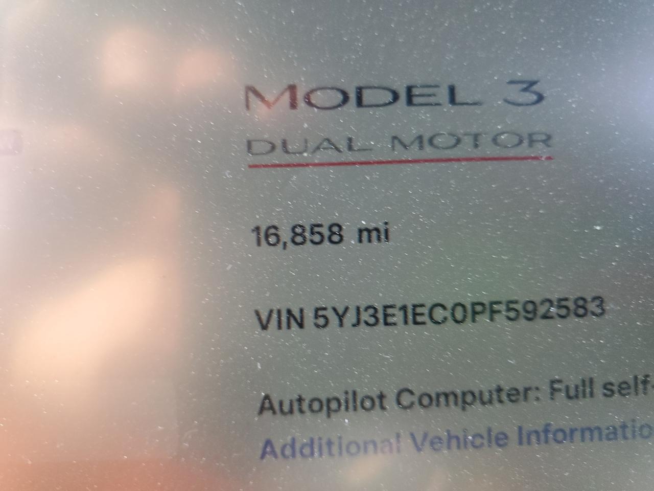 VIN 5YJ3E1EC0PF592583 2023 TESLA MODEL 3 no.9