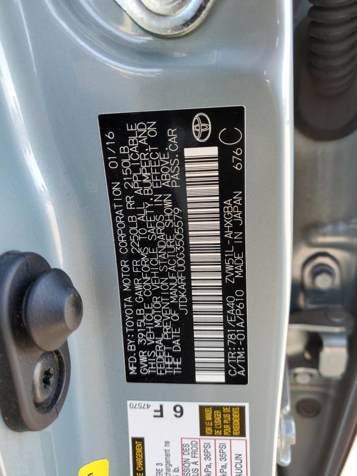 JTDKARFU0G3505579 2016 Toyota Prius