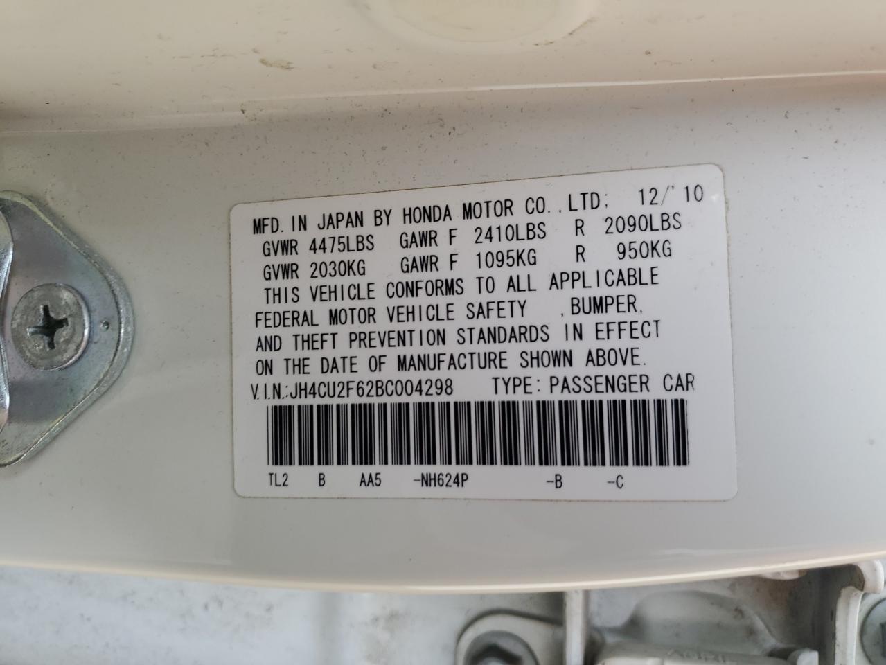 JH4CU2F62BC004298 2011 Acura Tsx