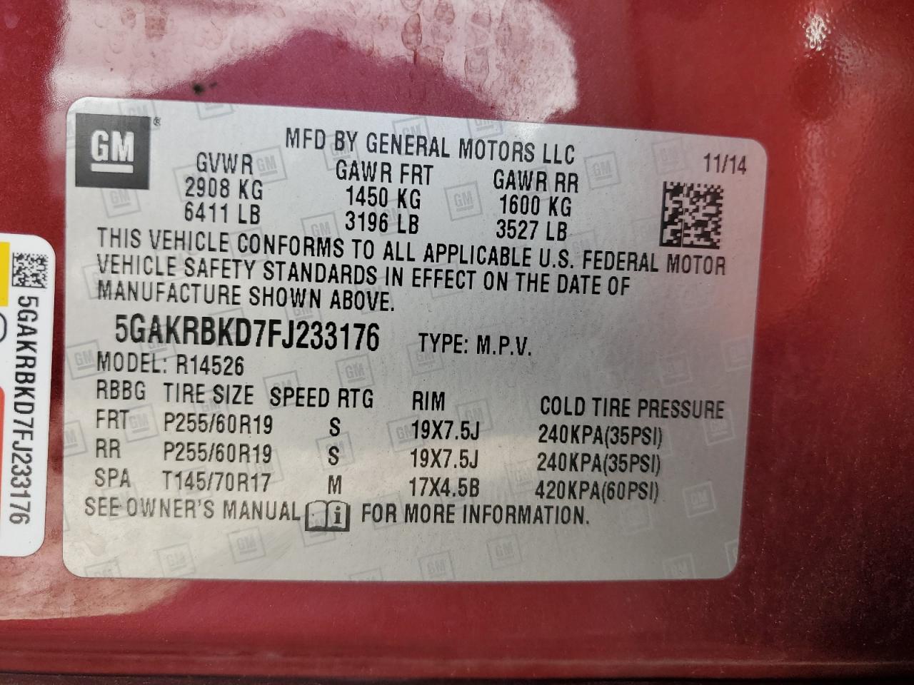 5GAKRBKD7FJ233176 2015 BUICK ENCLAVE - Image 13