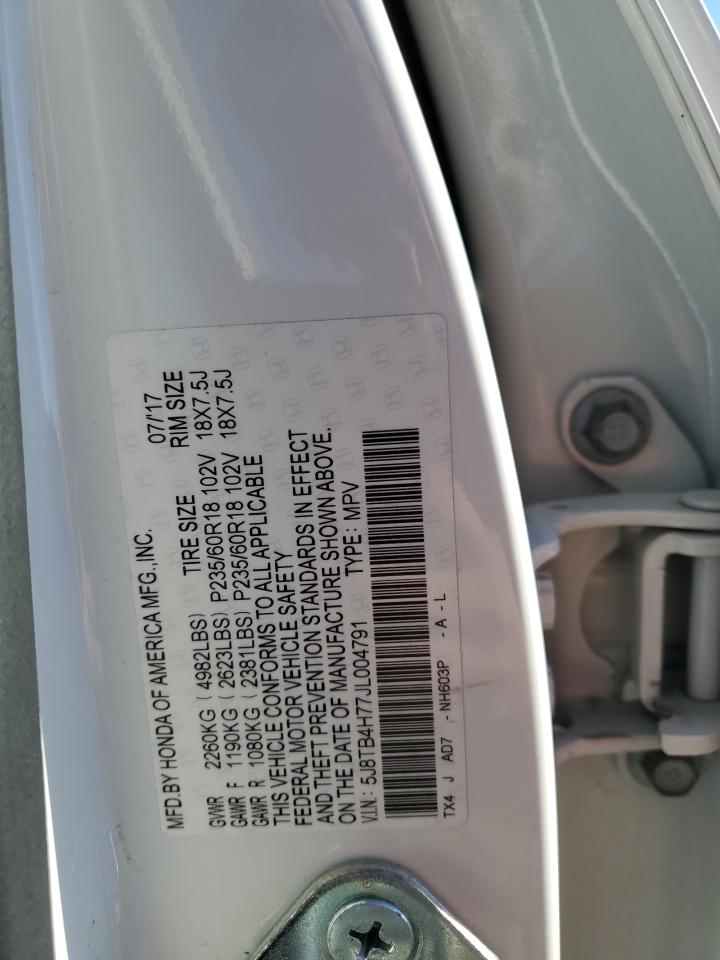 5J8TB4H77JL004791 2018 Acura Rdx Advance