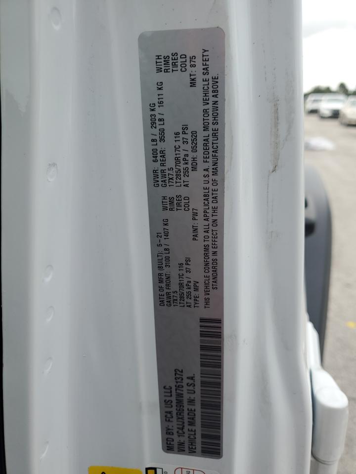 2021 Jeep Wrangler Unlimited Rubicon 4Xe VIN: 1C4JJXR69MW761372 Lot: 73872294