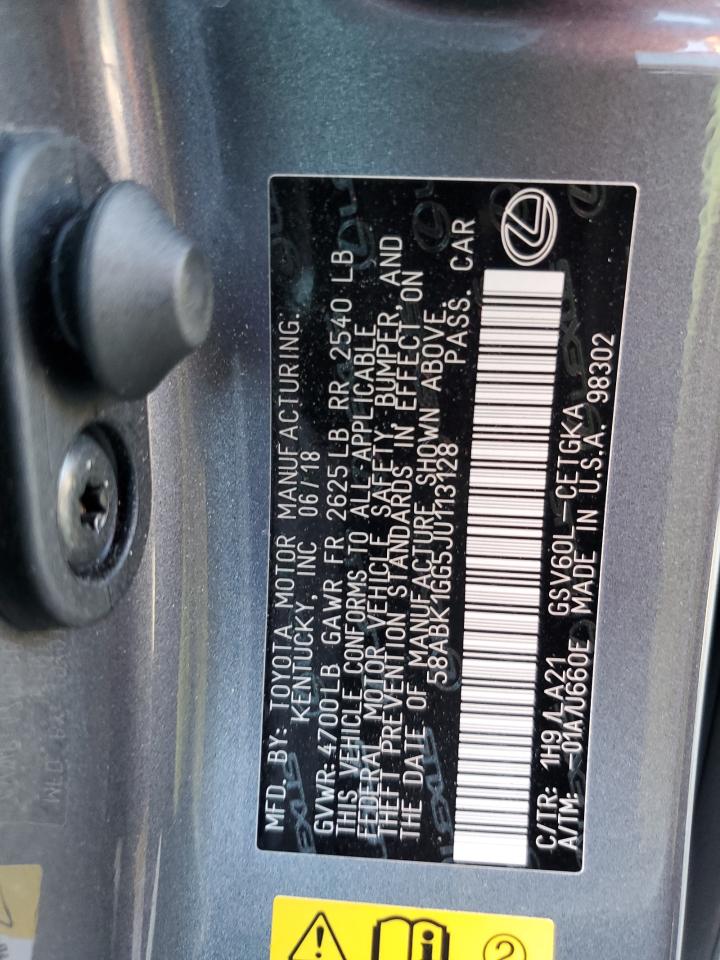 2018 Lexus Es 350 VIN: 58ABK1GG5JU113128 Lot: 75979244